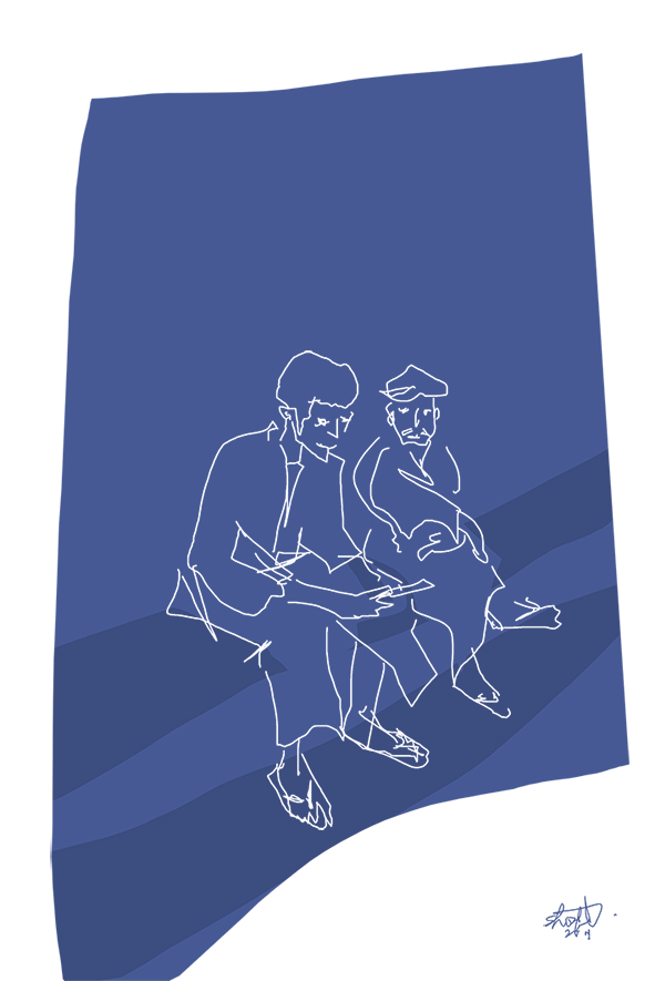 浴衣を着た男達